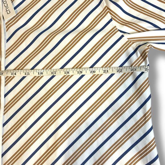 Chico's Top NWT Size 3 (XL) No Iron Stretch Long Sleeve Camel Striped Career - Picture 5 of 6
